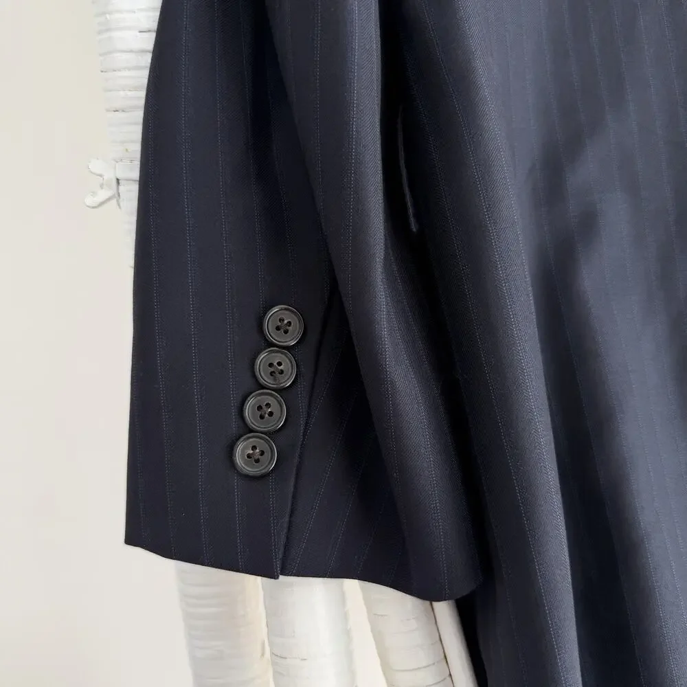 Brooks Brothers Jacket 40R Navy Wool 1818 Madison Chalk Stripe Blazer Italy Made